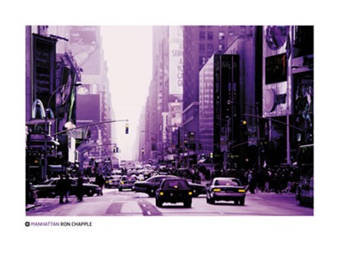 Framed Manhattan - purple street view Print