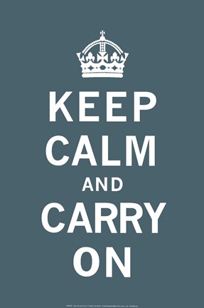 Framed Keep Calm and Carry On Dark Teal Print