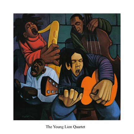 Framed Young Lion Quartet (mini) Print