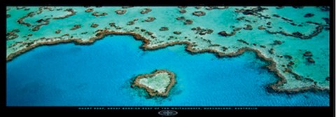 Framed Heart Reef, Great Barrier Reef Print