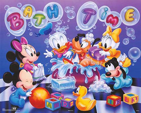 Framed Disney Babies: Bath Time Print