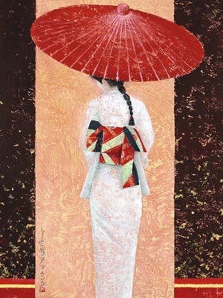 Framed Girl in Kimono II Print