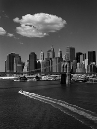 Framed White Cloud Over Brooklyn Bridge Print