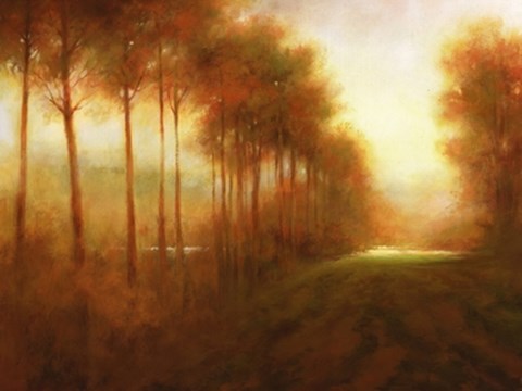 Framed Line of Trees at Dawn Print