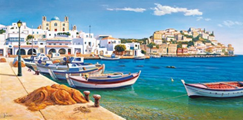 Framed Porticciolo mediterraneo Print