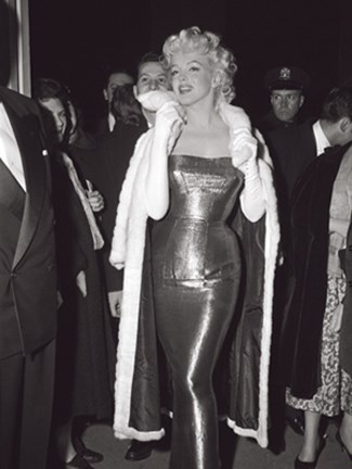 Framed Marilyn Monroe in Long Fitted Evening Gown Print