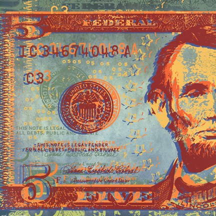 Framed Five Bucks I Print