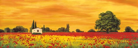 Framed Field of Poppies Print