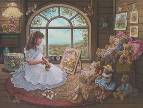 Framed Jenny Paints Her Bears Print