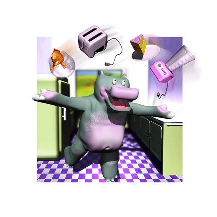 Framed Kitchen Hippo Print
