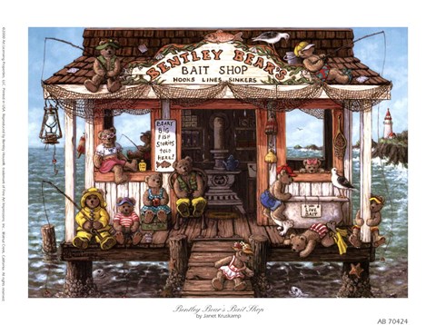 Framed Bentley Bear&#39;s Bait Shop Print