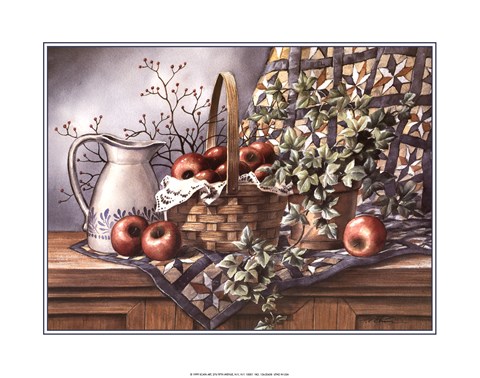Framed Quilt, Pitcher and Apples Print