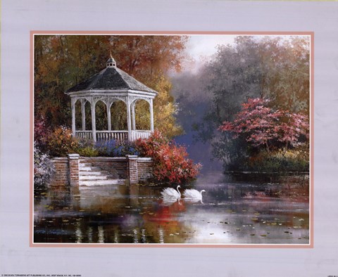 Framed Swans in Parkscape Print