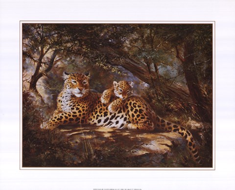 Framed Leopard with Cub Print
