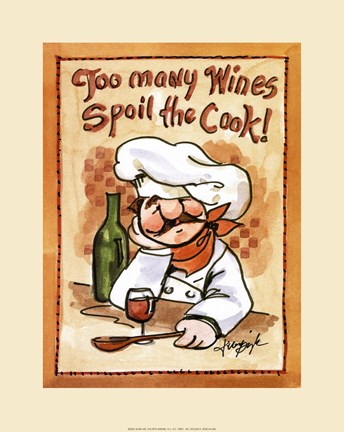 Framed Too Many Wines Print