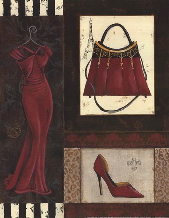 Framed Fashion Collage I - mini Print