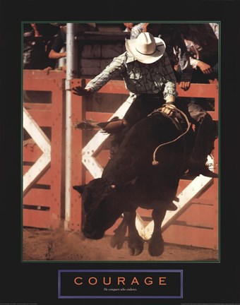 Framed Courage - Bull Rider Print