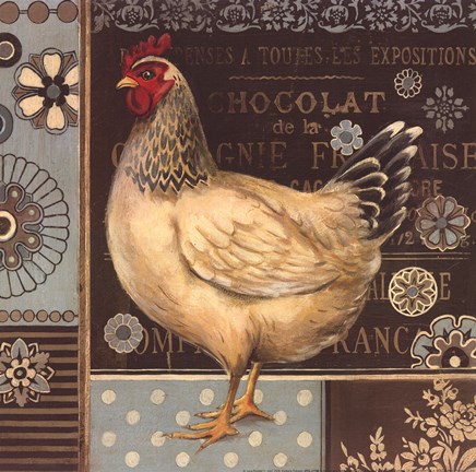 Framed Aqua Rooster II - mini Print