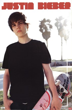 Framed Justin Bieber - Skateboard Print
