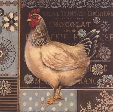 Framed Aqua Rooster II - petite Print
