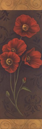 Framed Red Poppy Panel II - mini Print