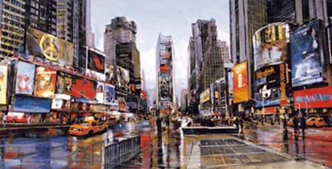 Framed Evening in Times Square Print
