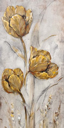 Framed Golden Poppies on Taupe II Print