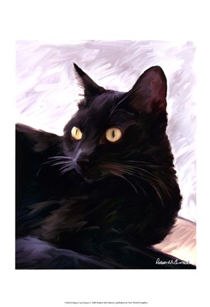 Framed Black Cat Portrait Print
