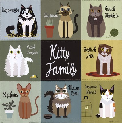 Framed Kitty Family Print