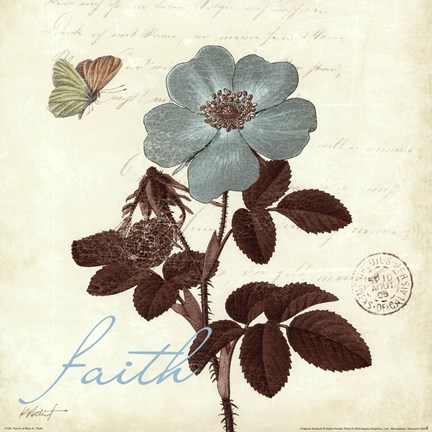 Framed Touch of Blue II- Faith Print