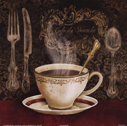 Framed Cafe du Marche Print