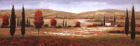 Framed Tuscan Poppies I Print