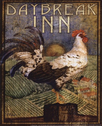 Framed Rooster Sign I - mini Print