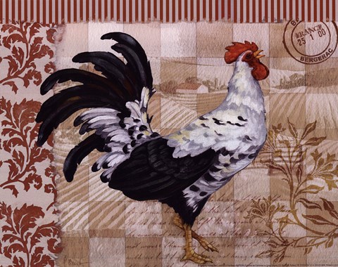 Framed Bergerac Rooster Red I - mini Print