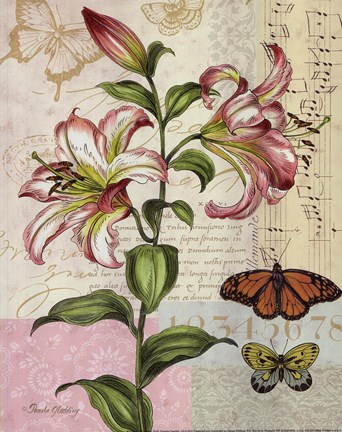 Framed Oripet Lily Collage Print
