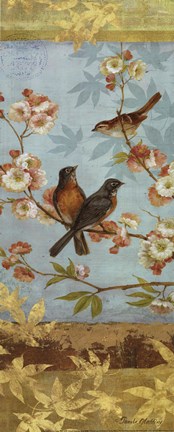 Framed Robins &amp; Blooms Panel - mini Print