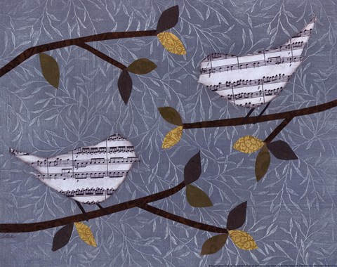 Framed Aqua Songbirds II Print