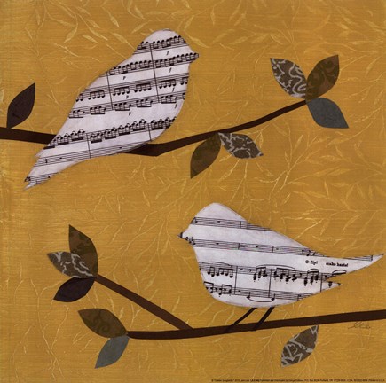 Framed Golden Songbirds I Print