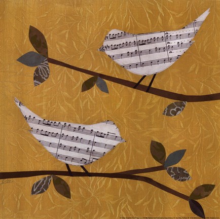 Framed Golden Songbirds II Print