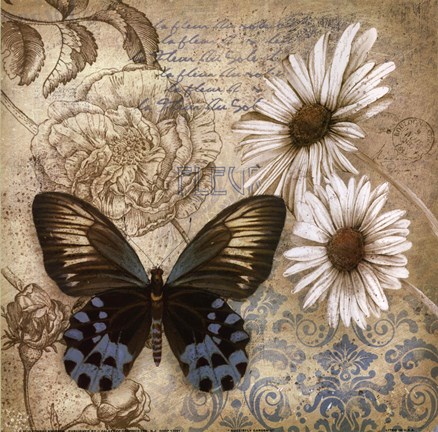 Framed Butterfly Garden I Print