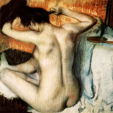Framed Woman Combing her Hair Print
