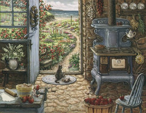 Framed Blue Stove Print