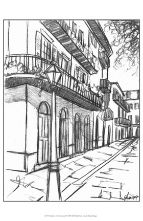 Framed Sketches of Downtown I Print