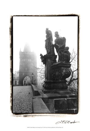 Framed Charles Bridge in Morning Fog II Print