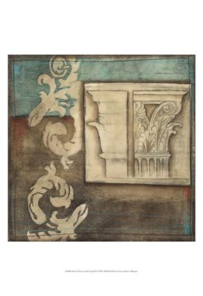 Framed Damask Tapestry with Capital II Print