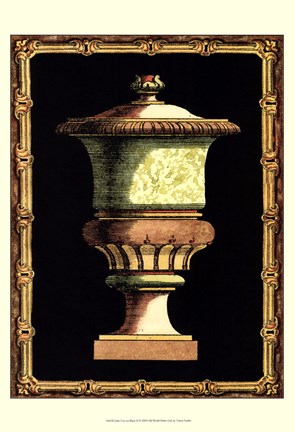 Framed Jade Urn on Black II Print