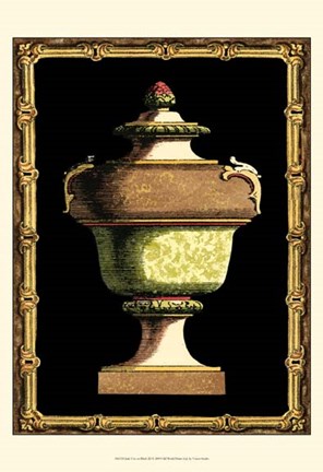 Framed Jade Urn on Black III Print