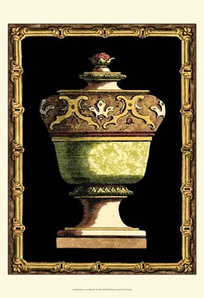 Framed Jade Urn on Black IV Print
