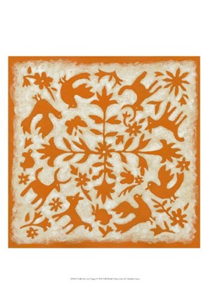 Framed Folk Story in Orange Print