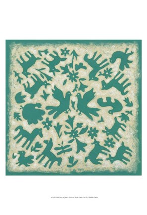 Framed Folk Story in Jade Print